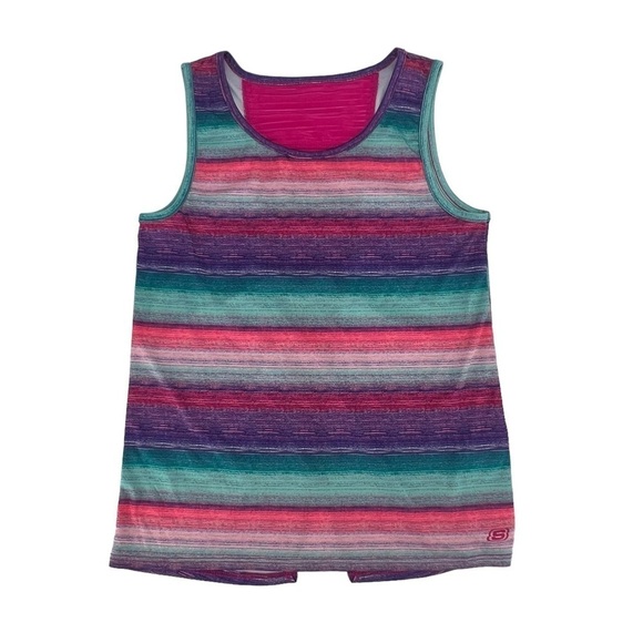 Skechers Active Pink Purple Striped Dri Fit Tank Top Size 14/16 Girl’s - Picture 1 of 5